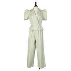 Pale green damask pant-suit Christian Lacroix Luxe Paris 