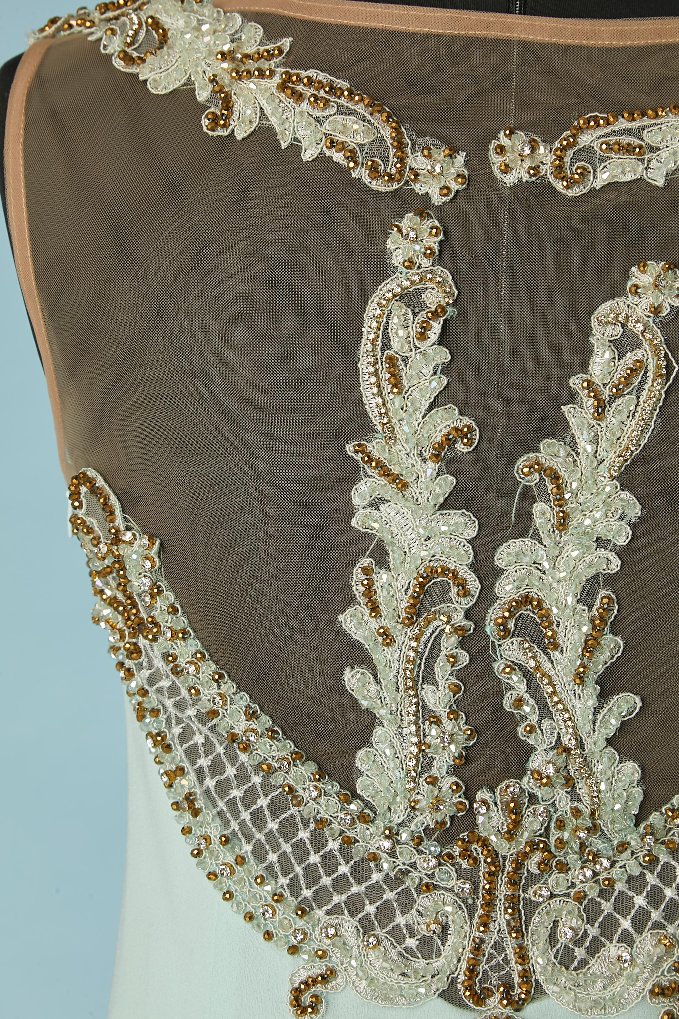 Robe de soirée vert pâle avec strass et perles Gai Mattiolo The Red Carpet  en vente 4