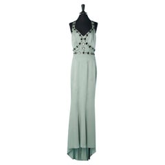 Pale green evening dress with rhinestone embellishment VERSACE COLLECTION