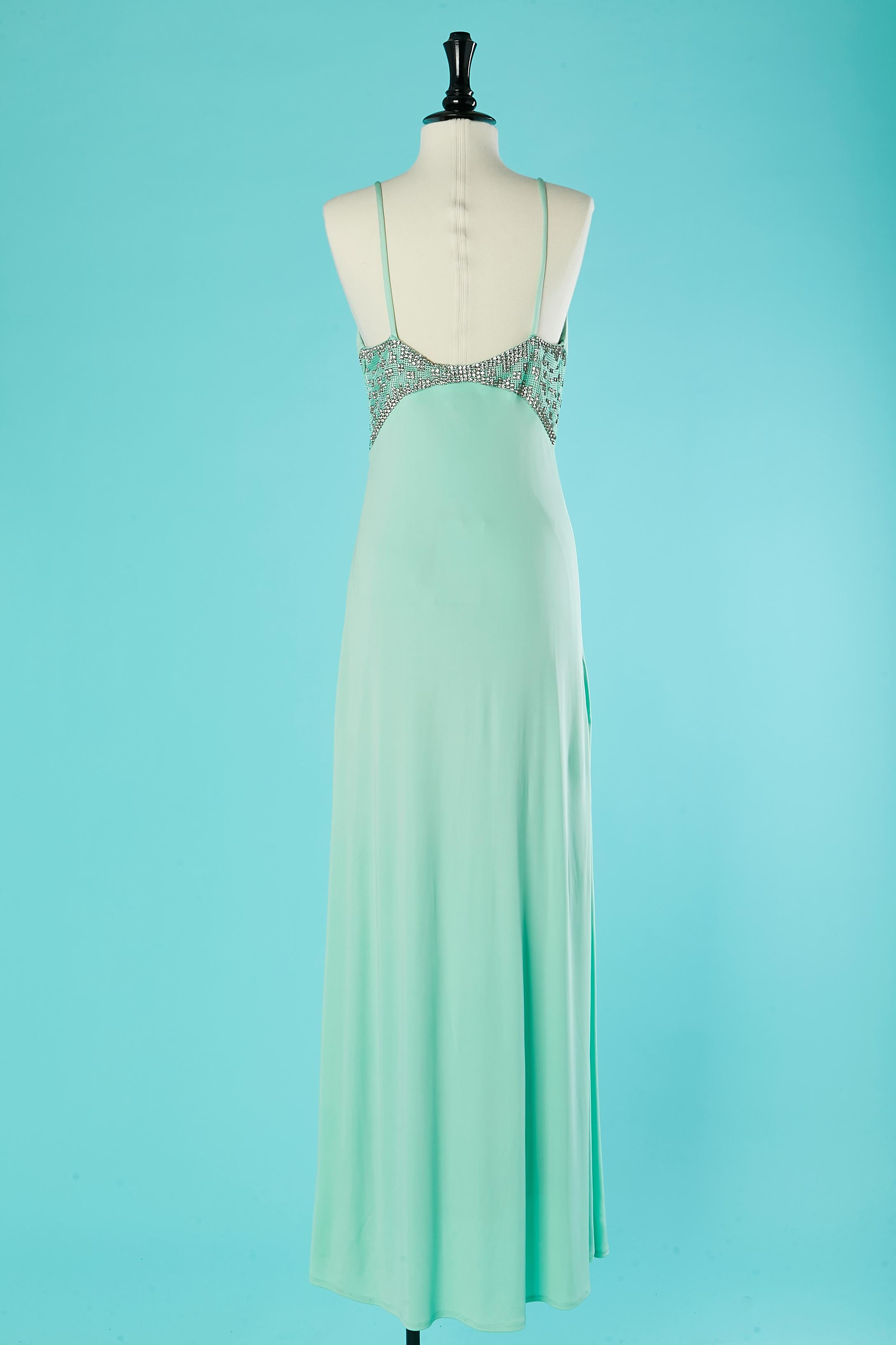 Women's Pale green evening dress with rhinestone waist Gai Mattiolo New with tag For Sale