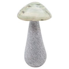 Pale Green Hand Carved Stone Mushroom