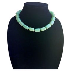 Pale Green Jade and Freshwater Pearl Necklace