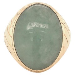Pale Green Jade Ring ~14 carats in 14k Yellow Gold