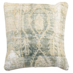 Zabihi Collection Pale Green Large Antique Green Worn Rug Pillow