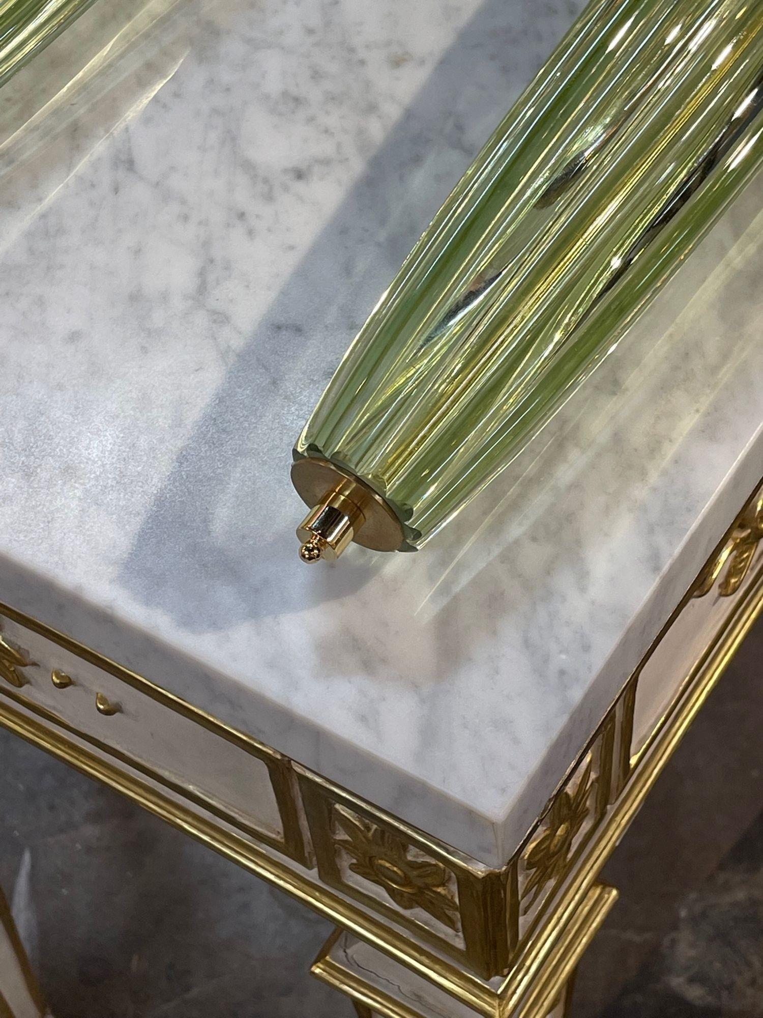 Apliques de latón y cristal de Murano verde pálido de Seguso en Bueno estado para la venta en Dallas, TX