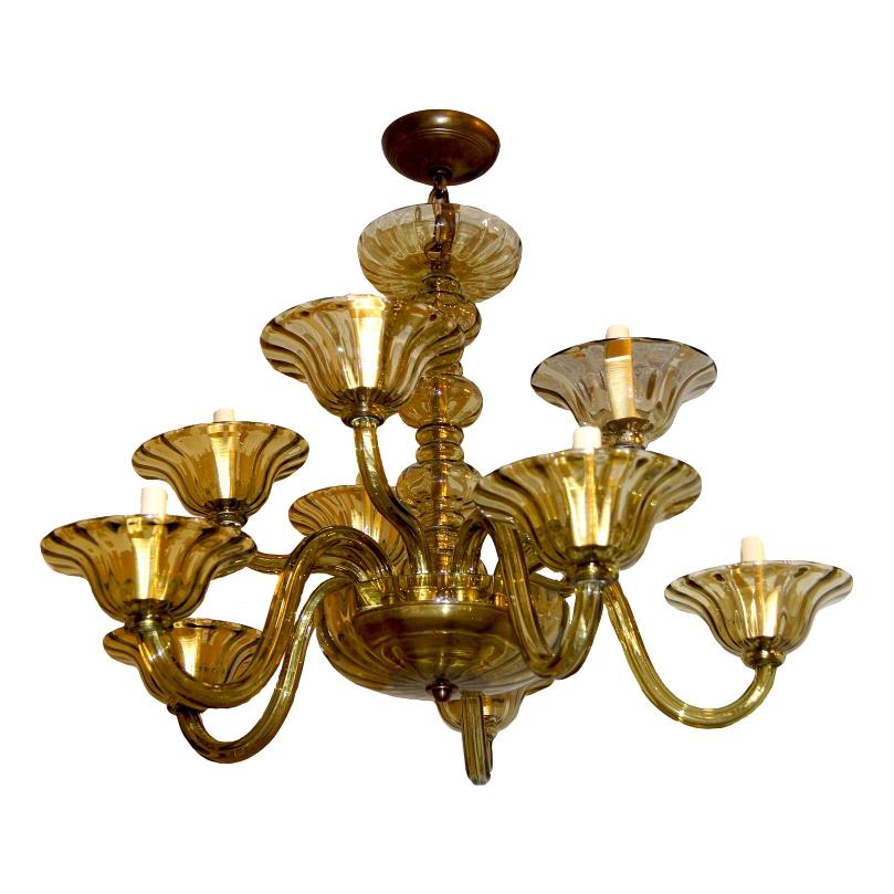 Pale Green Murano Glass Chandelier For Sale
