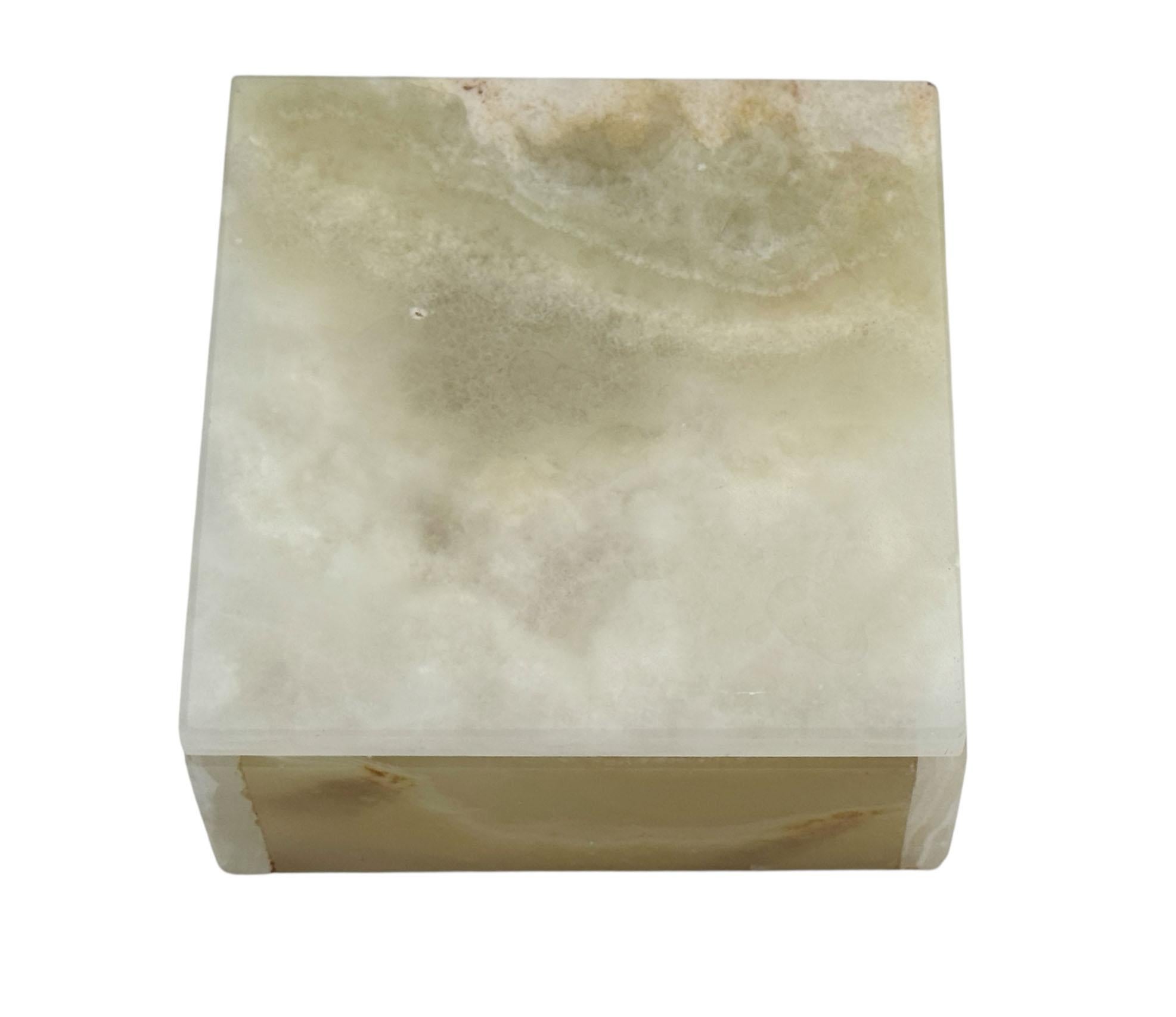Late 20th Century Pale Green Onyx Box For Sale