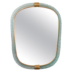 Pale Green Portrait Murano Twisted Rope 'Firenze' Mirror in the Style of Barovie