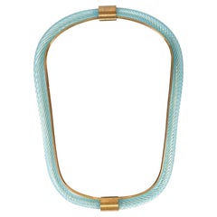 Pale Blue  Murano Twisted Rope 'Firenze' Mirror in the Style of Barovier e Toso