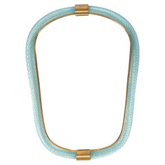 Pale Blue  Murano Twisted Rope 'Firenze' Mirror in the Style of Barovier e Toso