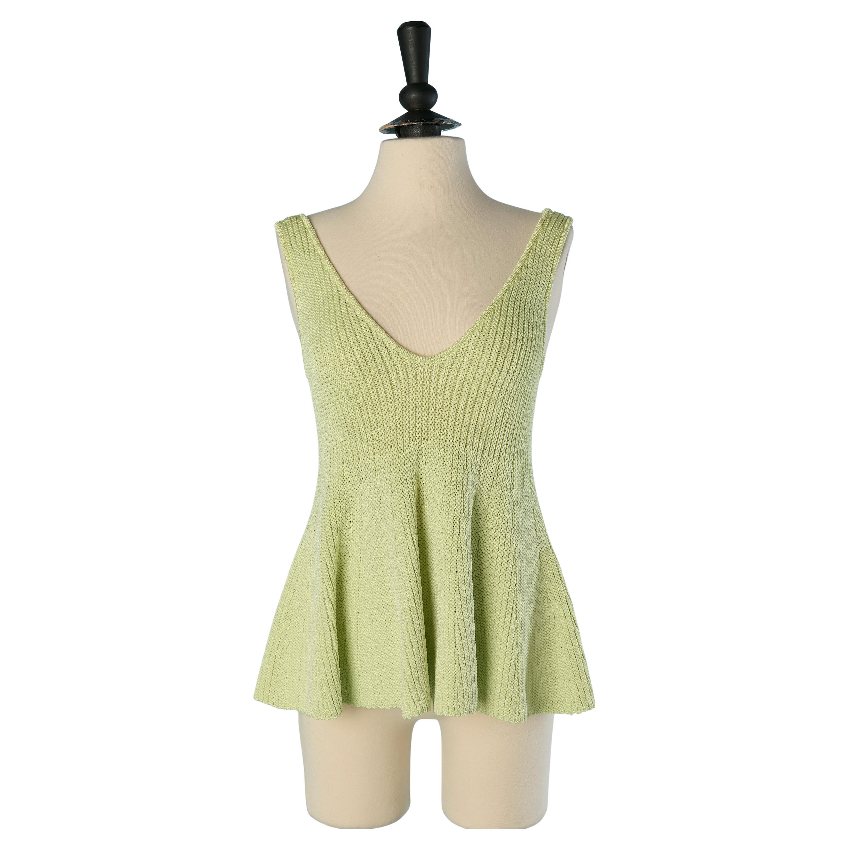 Pale green rayon knit tank top ALEXANDRE VAUTHIER im Angebot