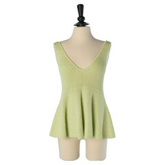 Pale green rayon knit tank top ALEXANDRE VAUTHIER