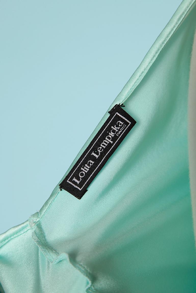 Ensemble aus blassgrünem Seidenseiden-Kleidung mit durchsichtiger Büste Lolita Lempicka  im Angebot 2