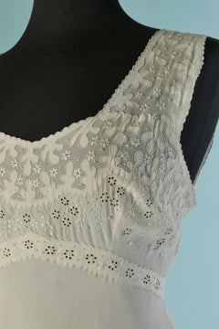 Pale green silk night gown with embroideries Circa 1930's