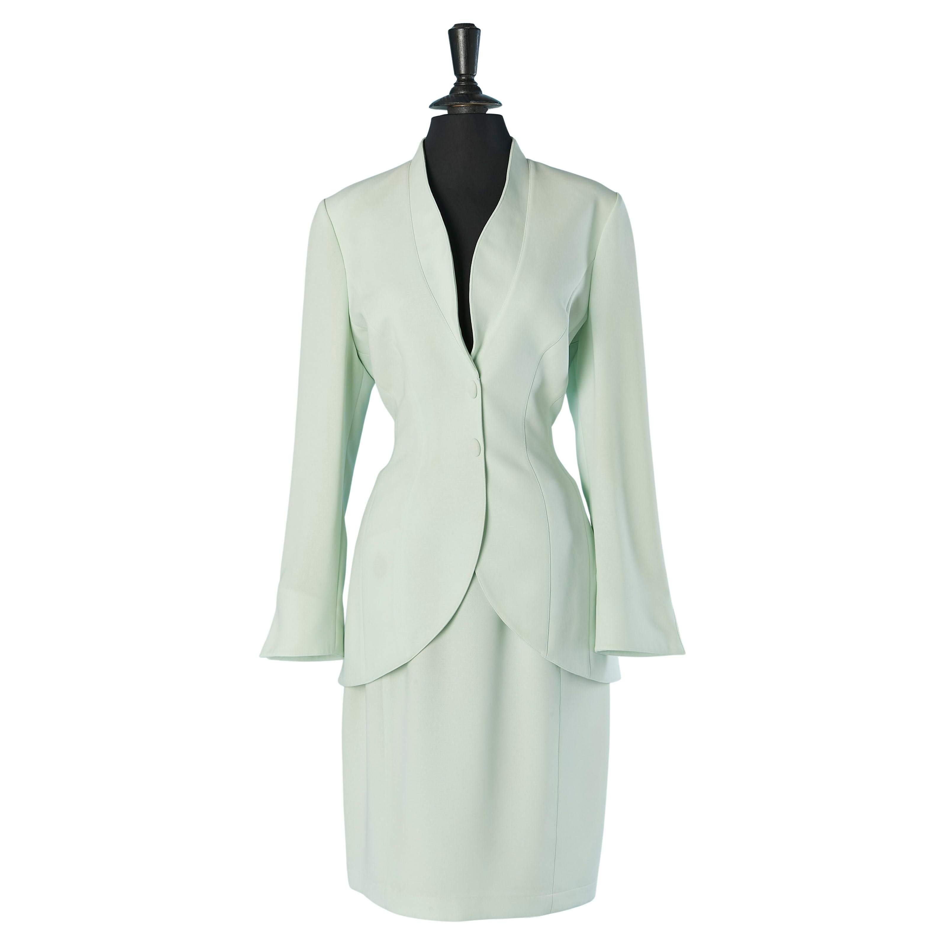 Tailleur monopetto verde pallido THIERRY MUGLER in vendita