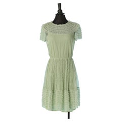 Pale green tulle cocktail dress with ruffle RED VALENTINO