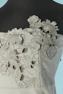 Pale grey bustier dress with thread embroideries Attributed to Valentino