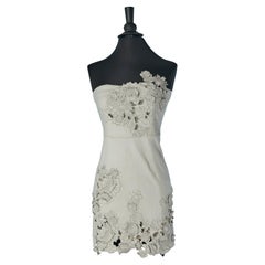 Pale grey bustier dress with thread embroideries Attributed to Valentino