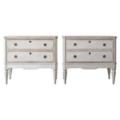 Pale Grey Gustavian Style Pair of Commodes, Sweden, 19th Century