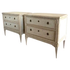 Pale Grey Gustavian Style Pair of Commodes, Sweden, 19th Century