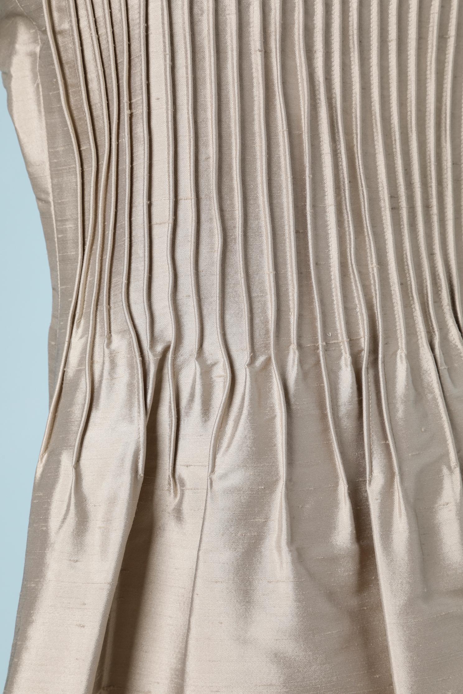 Pale grey silk evening skirt-suit Gianfranco Ferré  In Excellent Condition For Sale In Saint-Ouen-Sur-Seine, FR