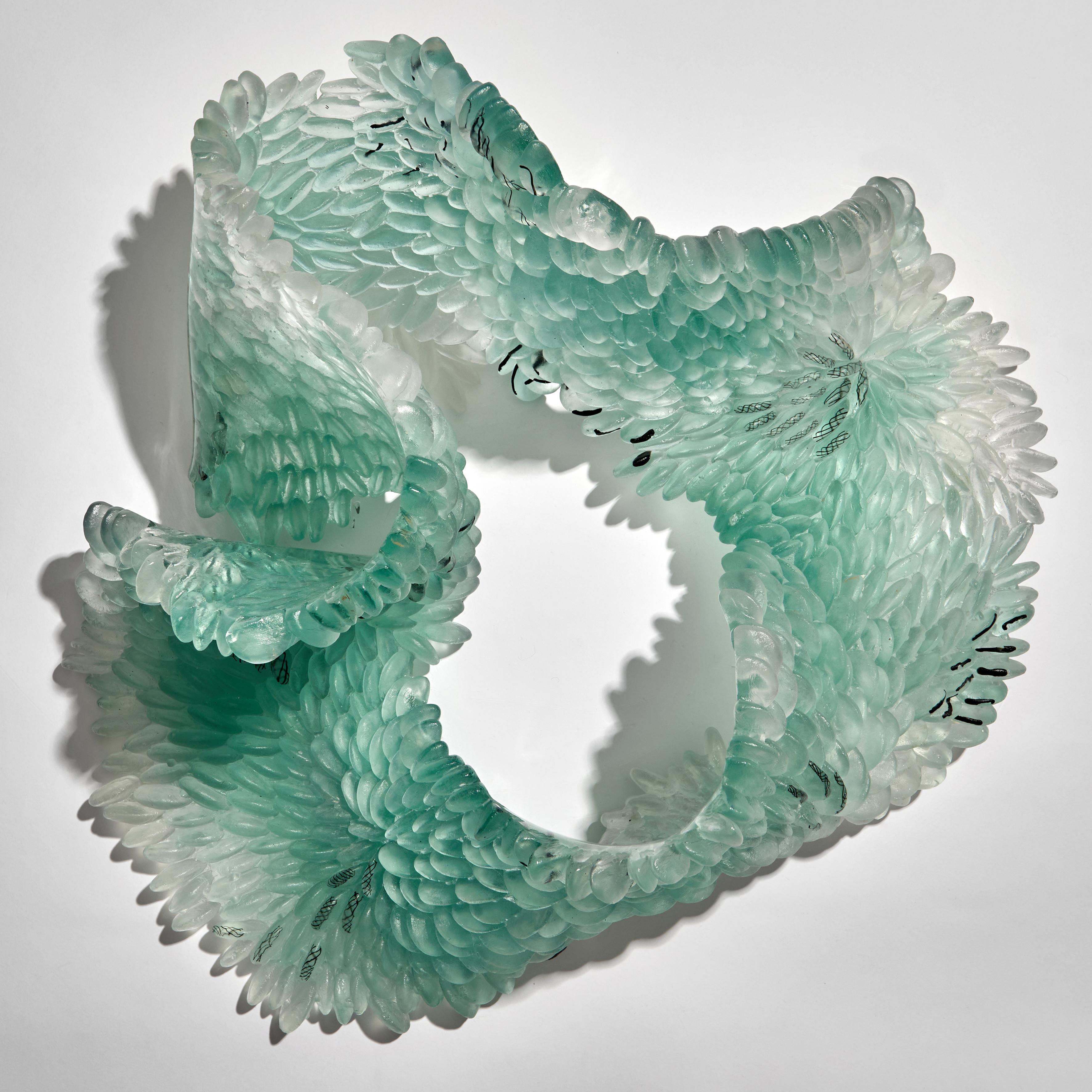 Pale Lichen, Unique Glass Sculpture in Jade and Grey by Nina Casson McGarva 3