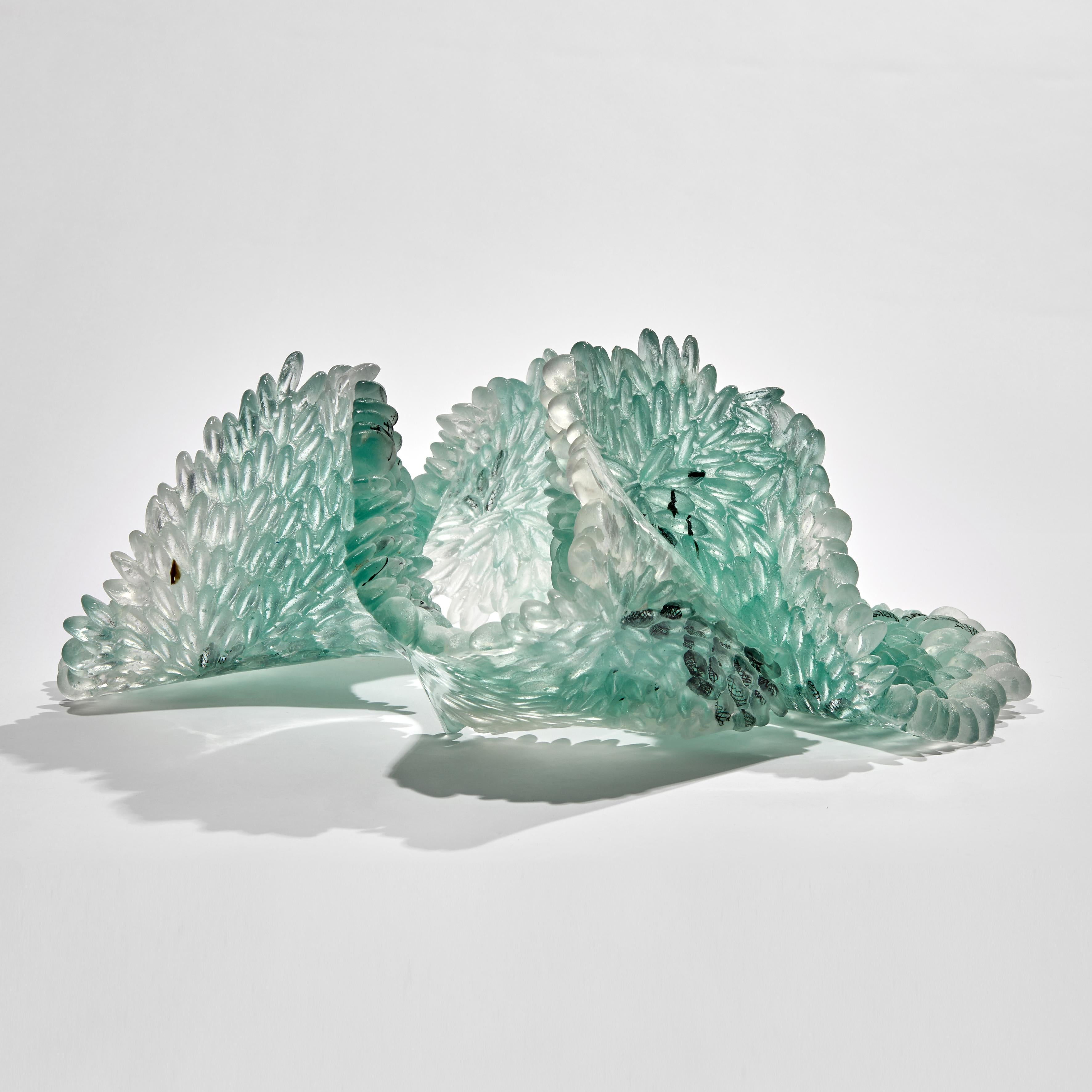 British Pale Lichen, Unique Glass Sculpture in Jade and Grey by Nina Casson McGarva