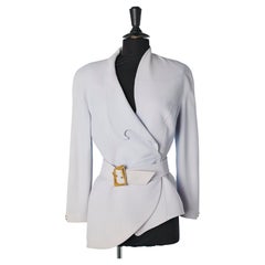 Pale lilac double-breasted jacket with belt and buckle Thierry Mugler 