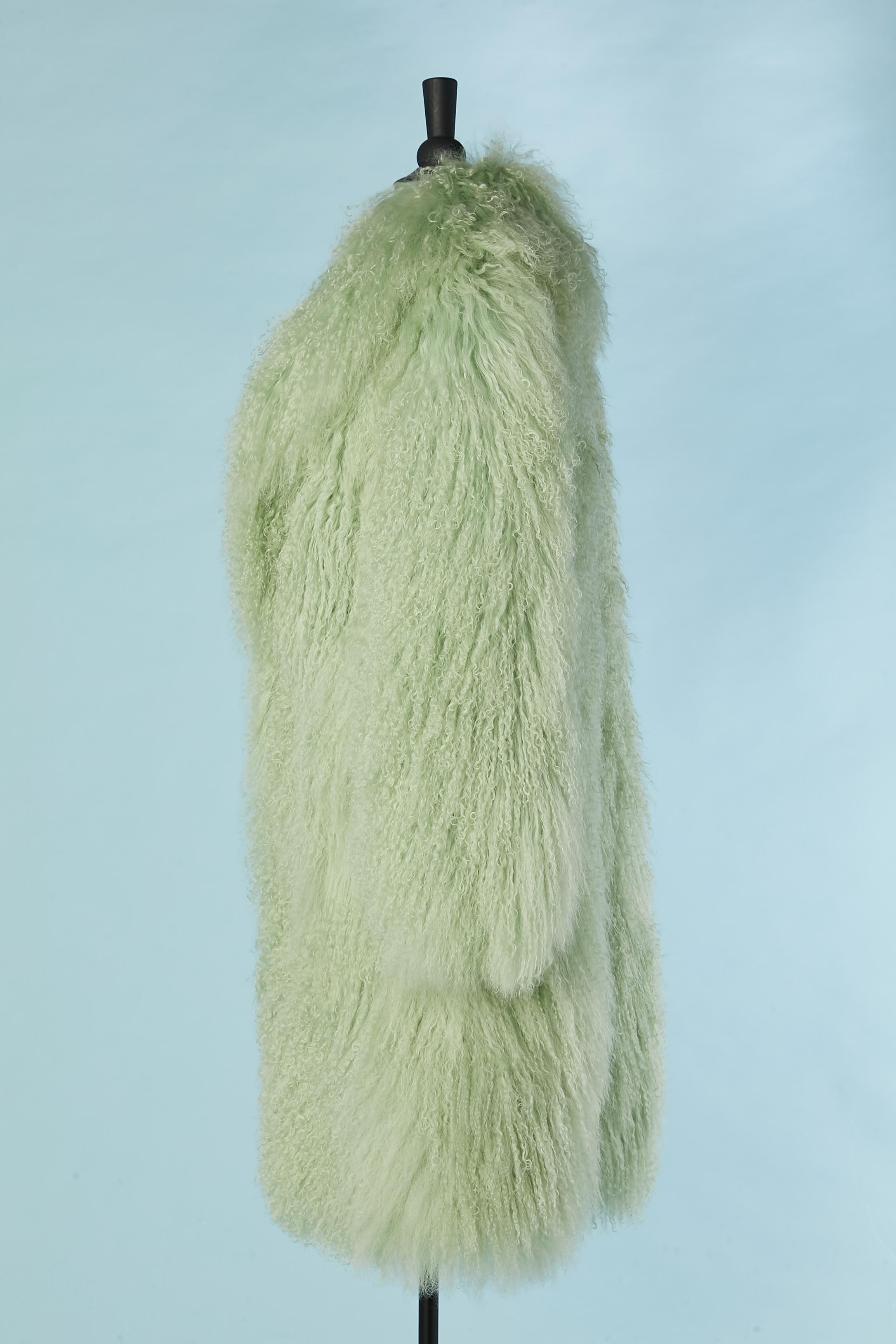 Pale Mongolian fur single breasted coat Jin Diao For Sale 1