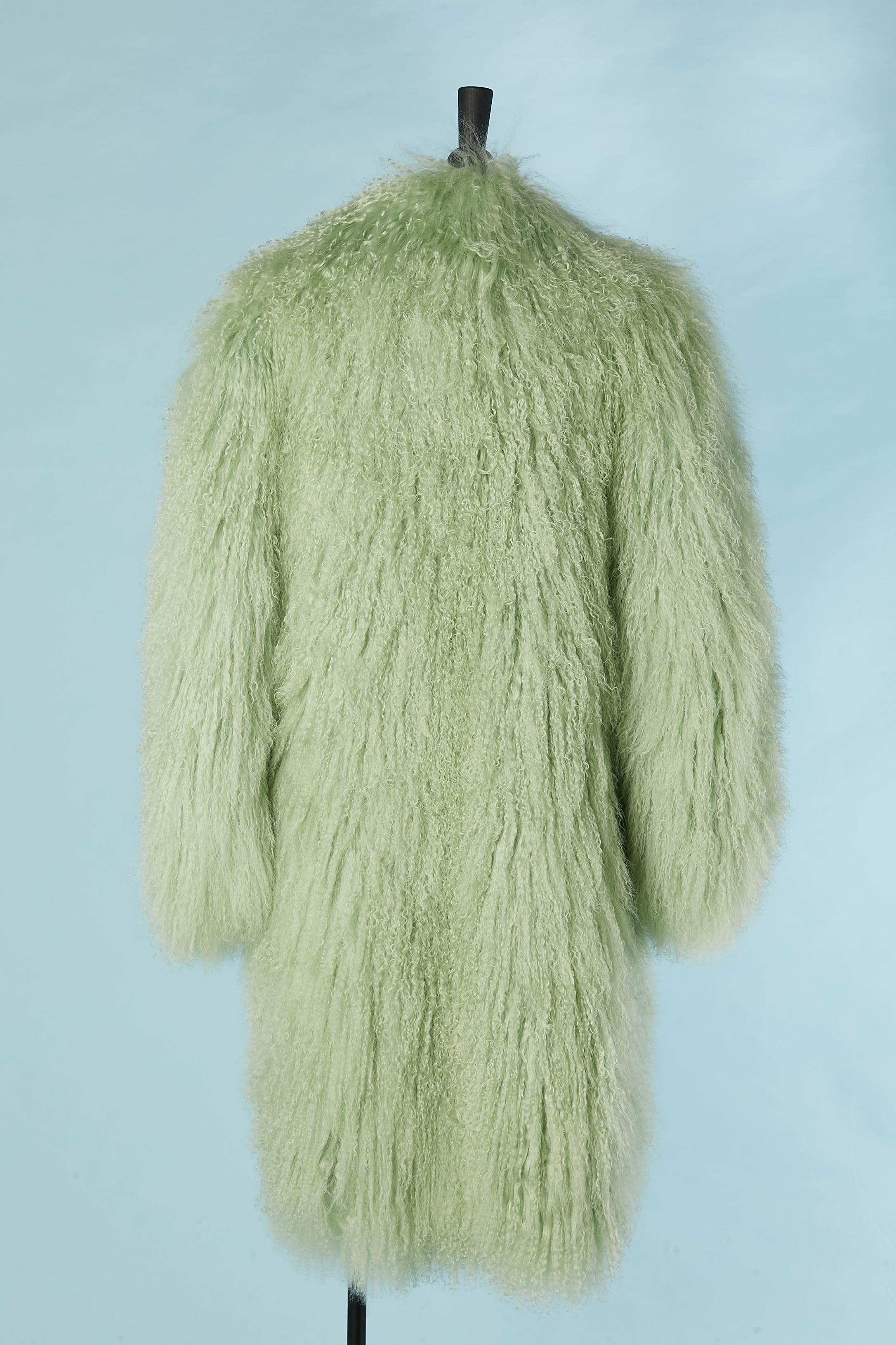 Pale Mongolian fur single breasted coat Jin Diao For Sale 2