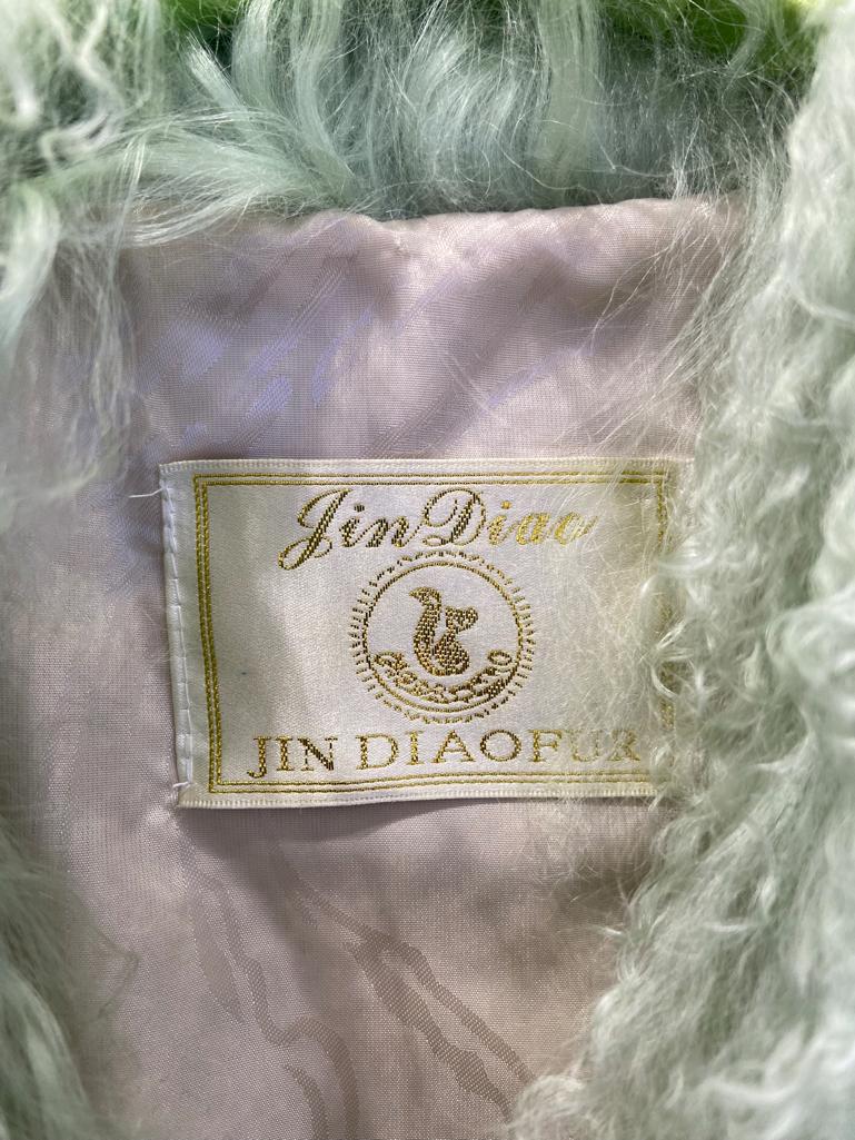 Pale Mongolian fur single breasted coat Jin Diao For Sale 4