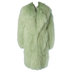 Cappotto monopetto in pelliccia di mongolia pallida Jin Diao
