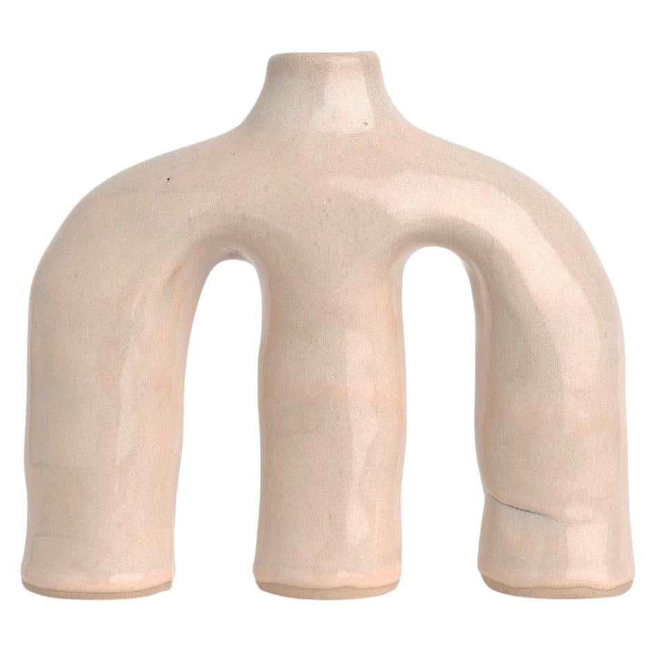 Pale Opal Anatomía Sutil Stoneware Vase by Camila Apaez For Sale