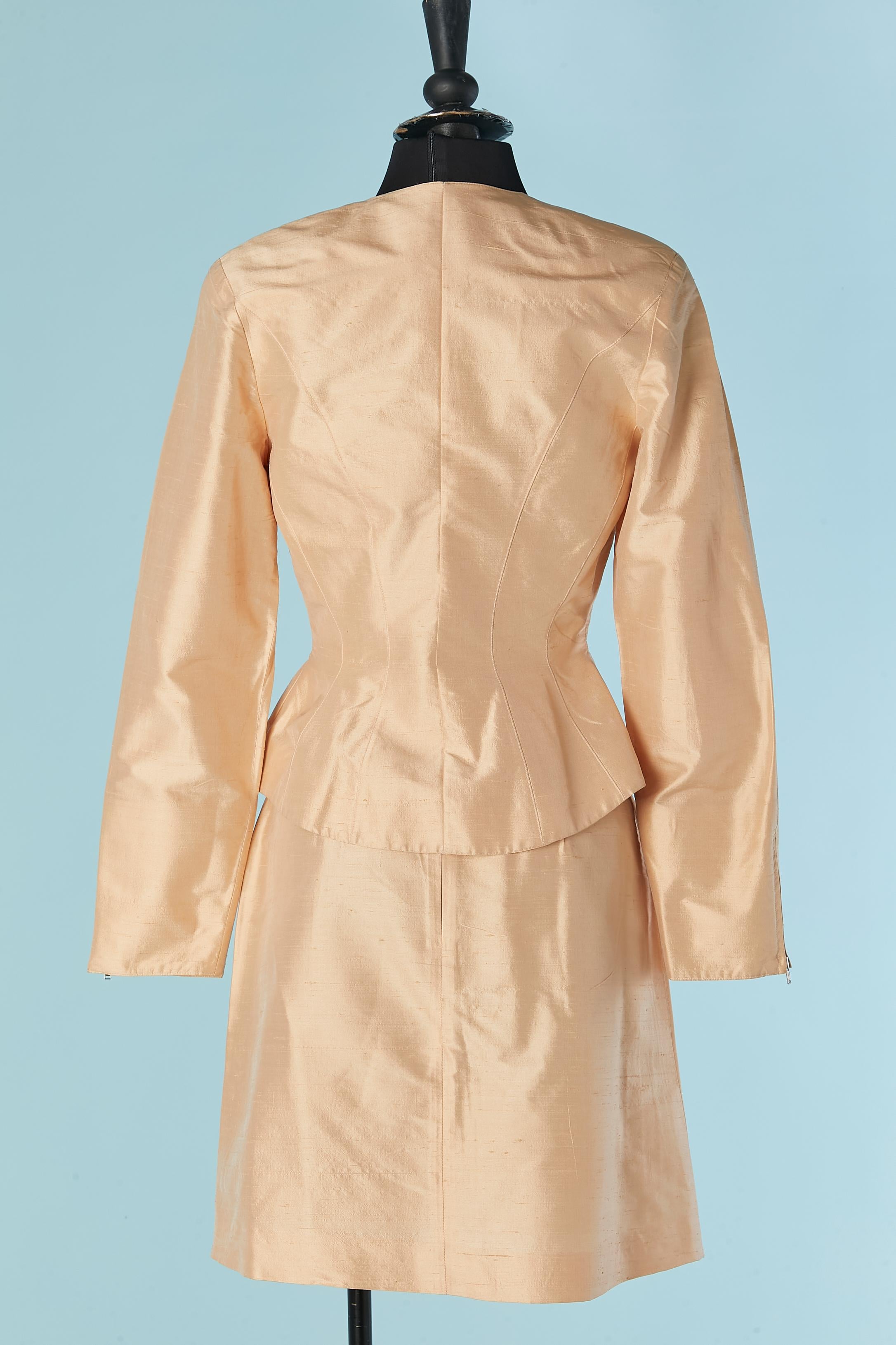 Gonna-tuta in seta grezza rosa pesca Mugler in vendita 1