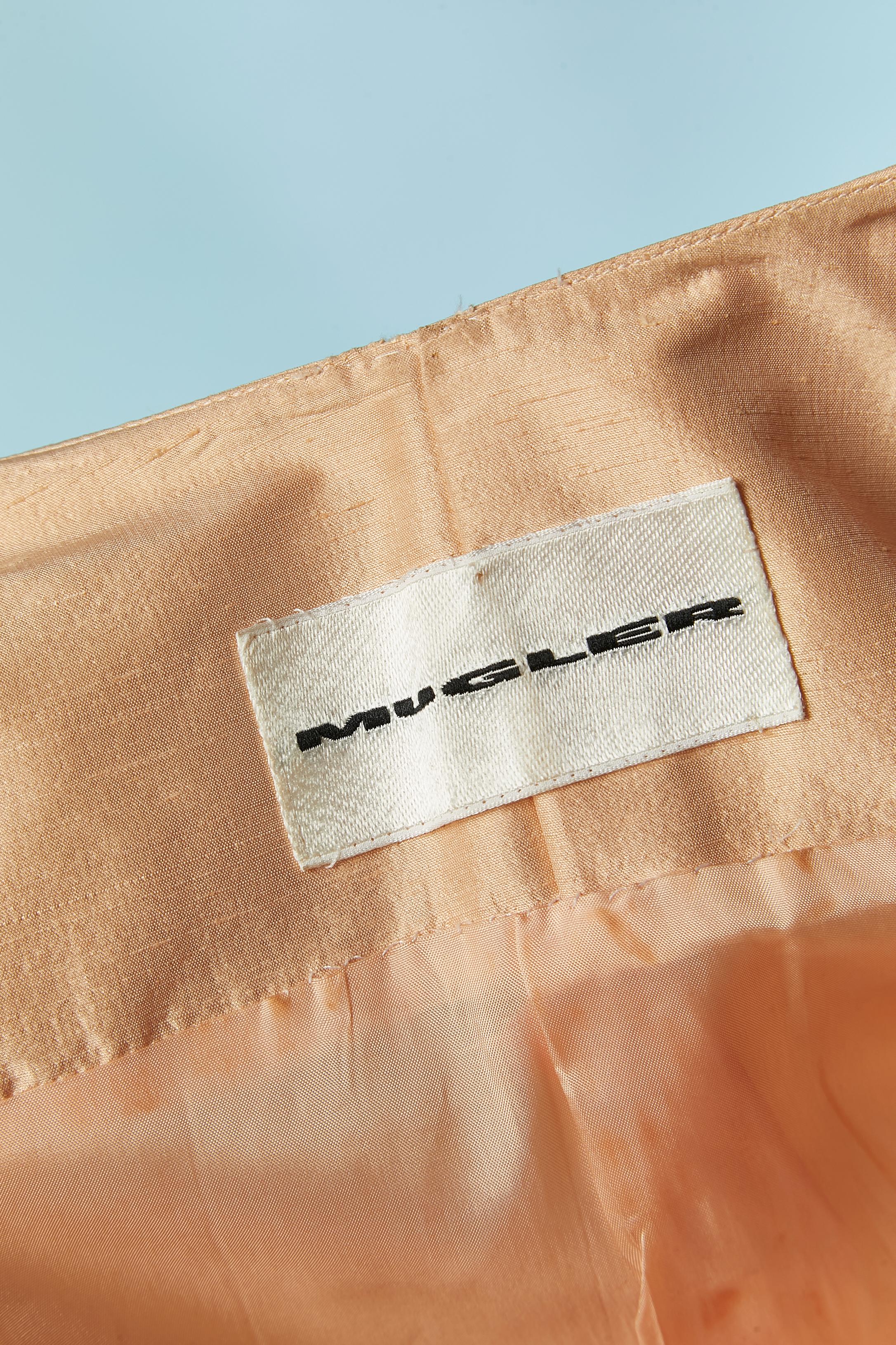 Gonna-tuta in seta grezza rosa pesca Mugler in vendita 4