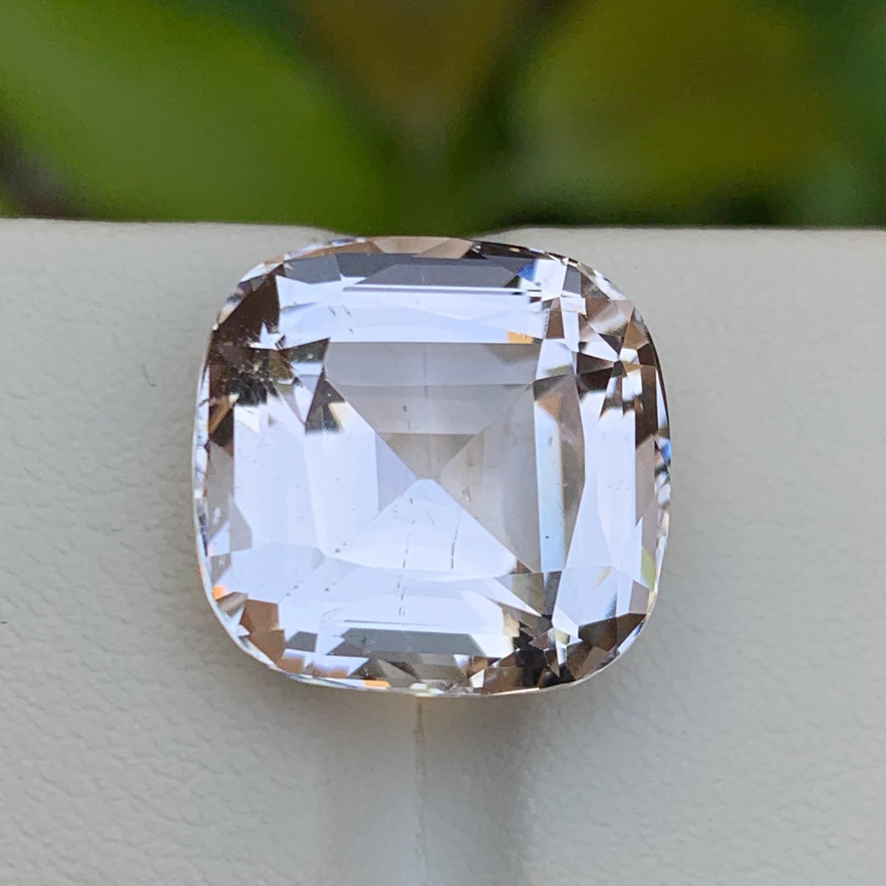 Pale Peachy Pink Hue Natural Morganite Pendant, Ring Gemstone 16 Ct Cushion Cut For Sale 5