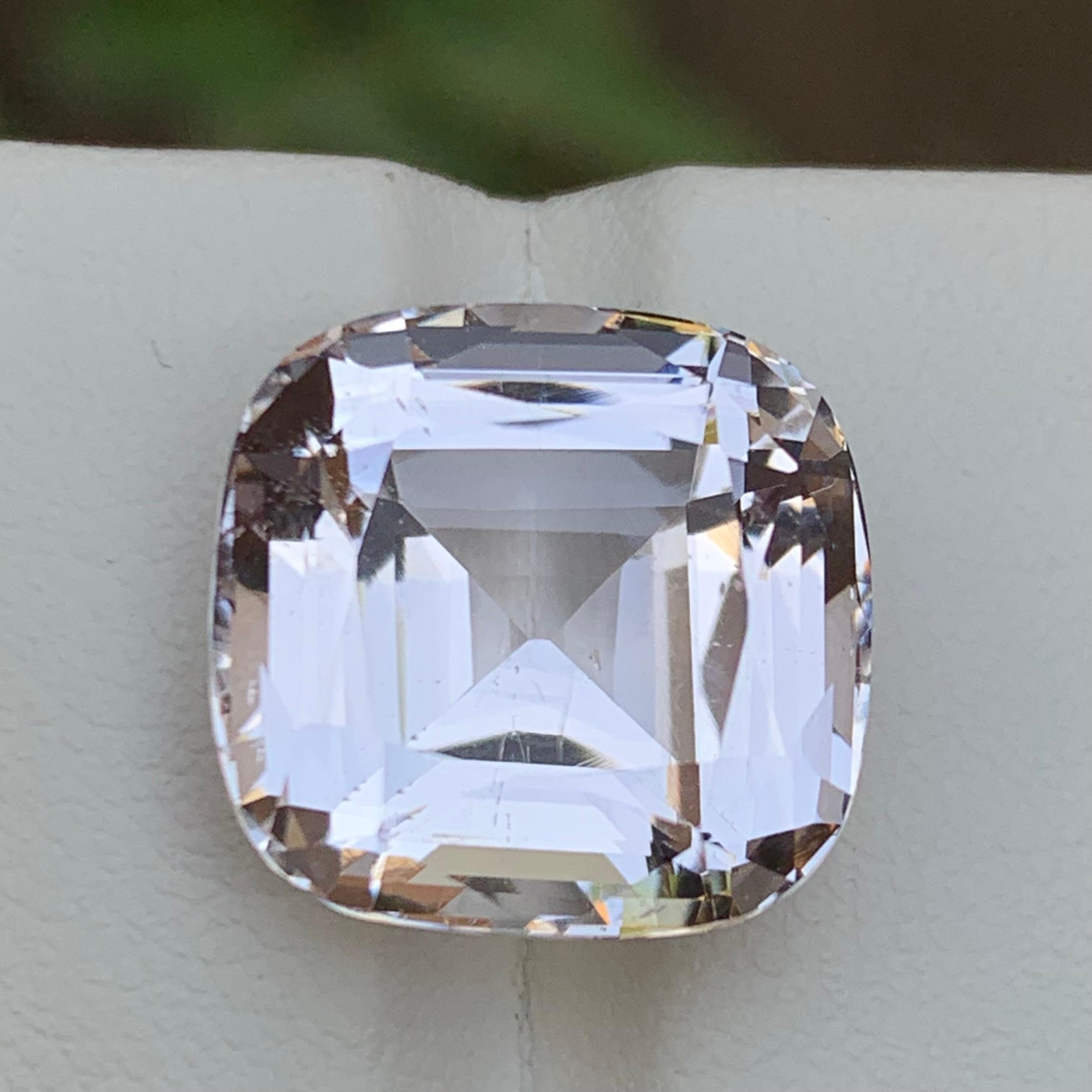 Pale Peachy Pink Hue Natural Morganite Pendant, Ring Gemstone 16 Ct Cushion Cut For Sale 8