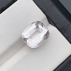 Pale Peachy Pink Hue Natural Morganite Ring Loose Gemstone 6.10 Ct Cushion Cut