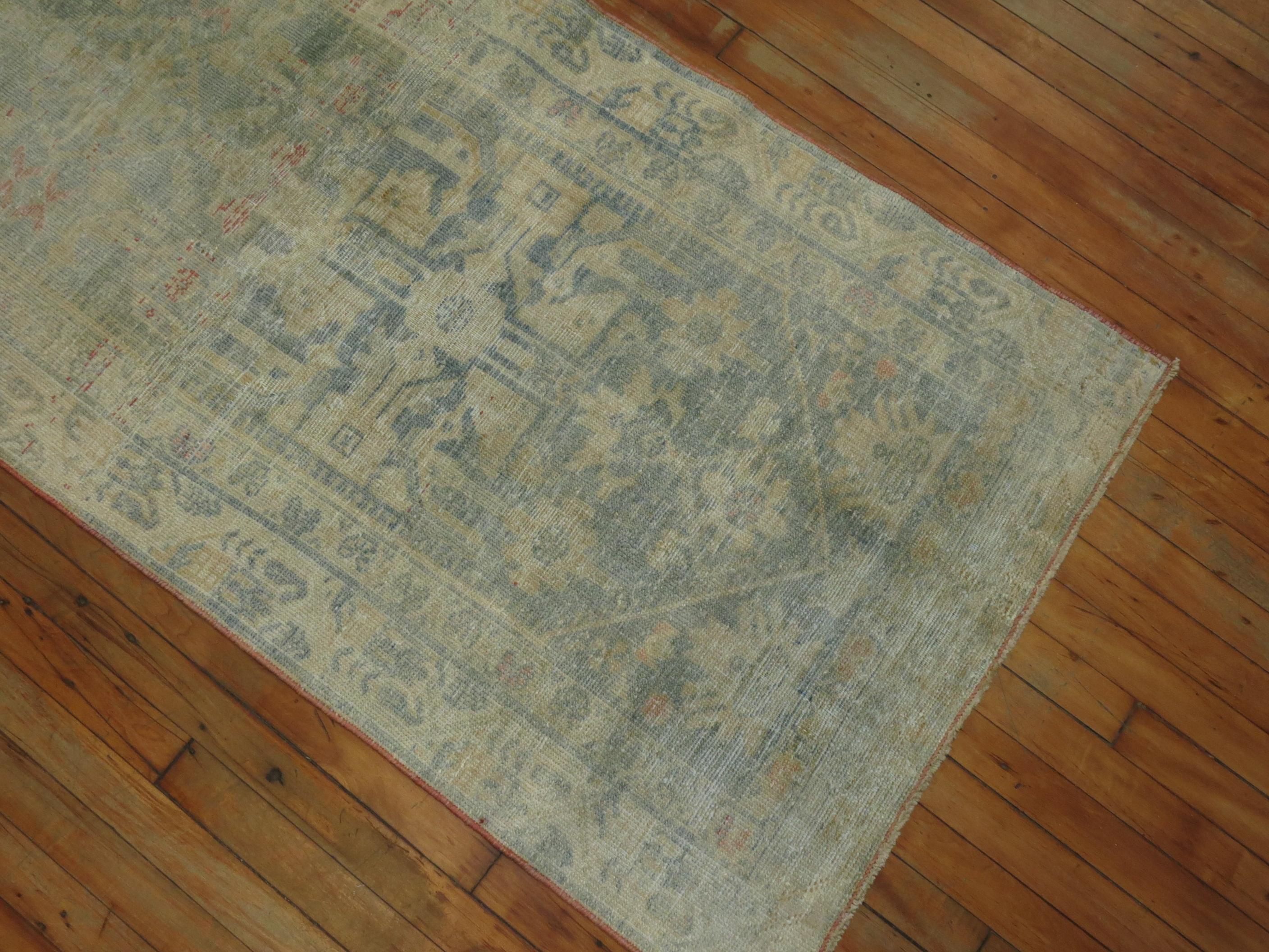 A long decorative pale Persian Malayer runner. Measures: 2'11
