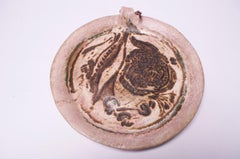 Pale Pink and Brown Stoneware Charger Signed Polk, 1972