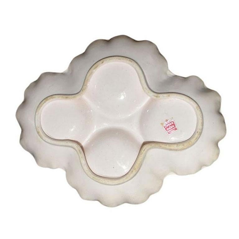 Japanese Pale Pink and Gold Ceramic Oyster Platter or Condiment Dish, Japan
