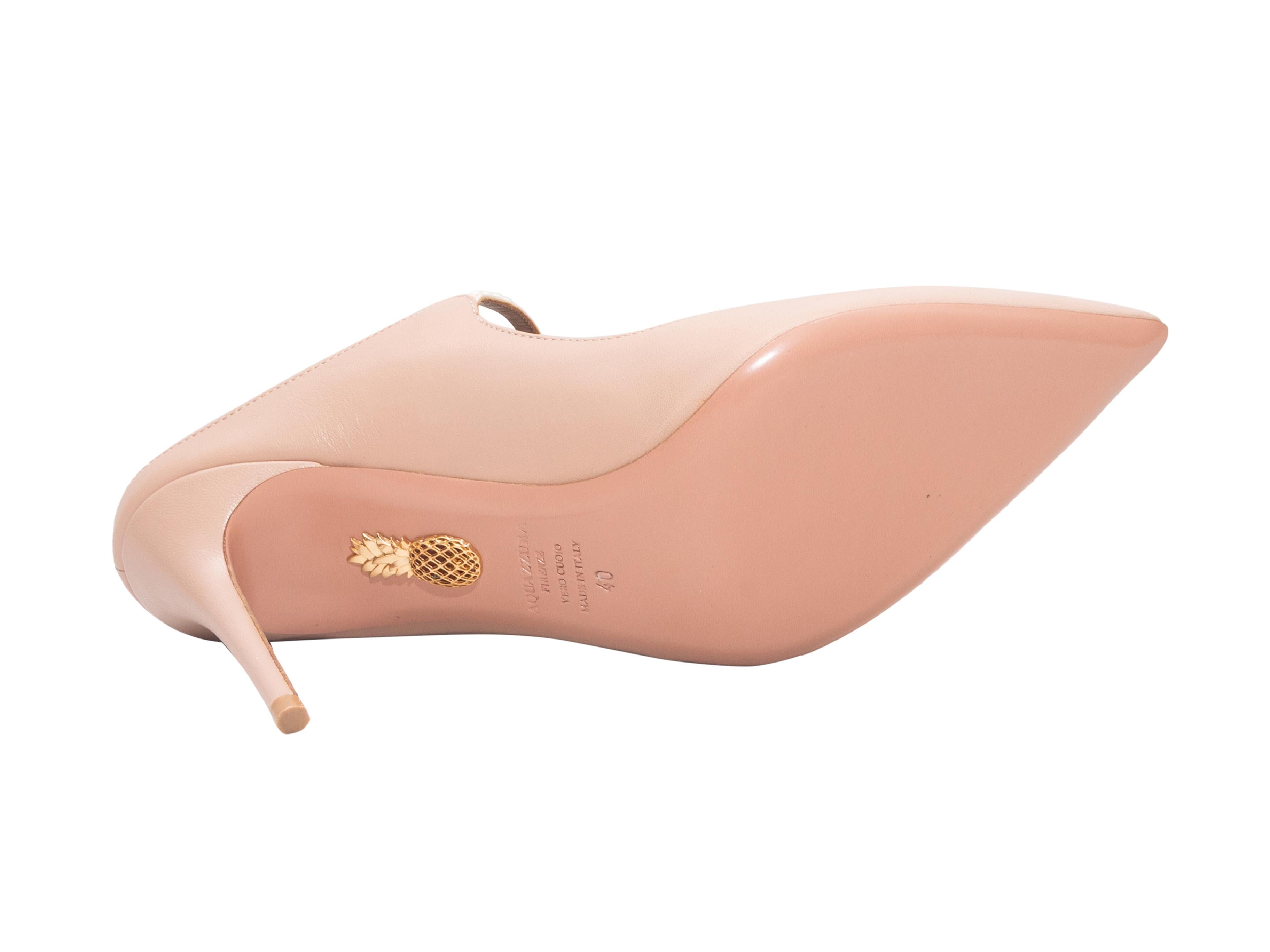 Mules à bout pointu en fausse perle rose pâle Aquazzura Taille 40 Pour femmes en vente