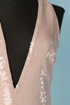 Abito da sera rosa pallido senza schienale con paillettes trasparenti ALEXANDRE