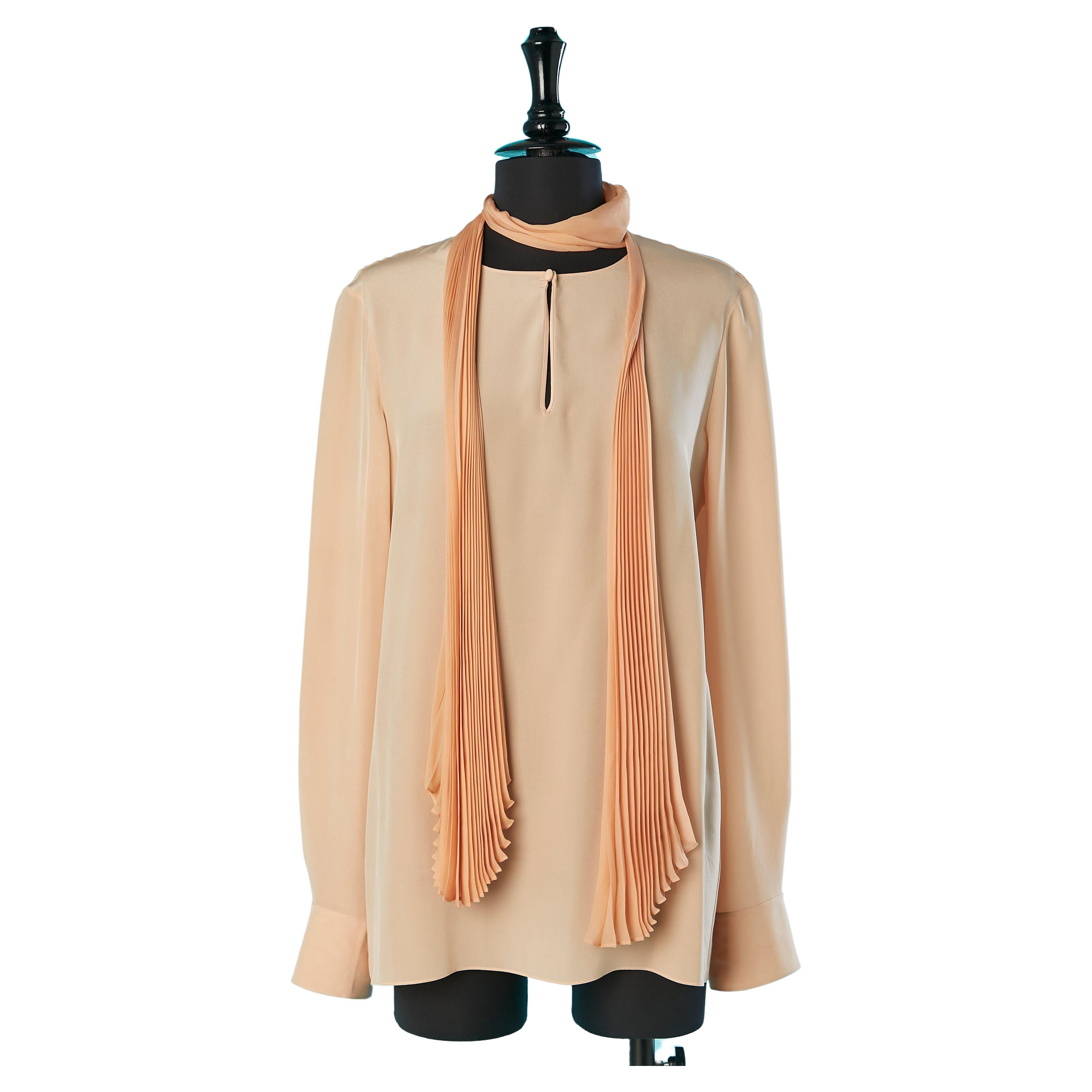 Pale pink blouse with sunray pleated scarf collar Chloé 