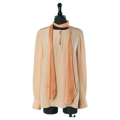 Pale pink blouse with sunray pleated scarf collar Chloé 