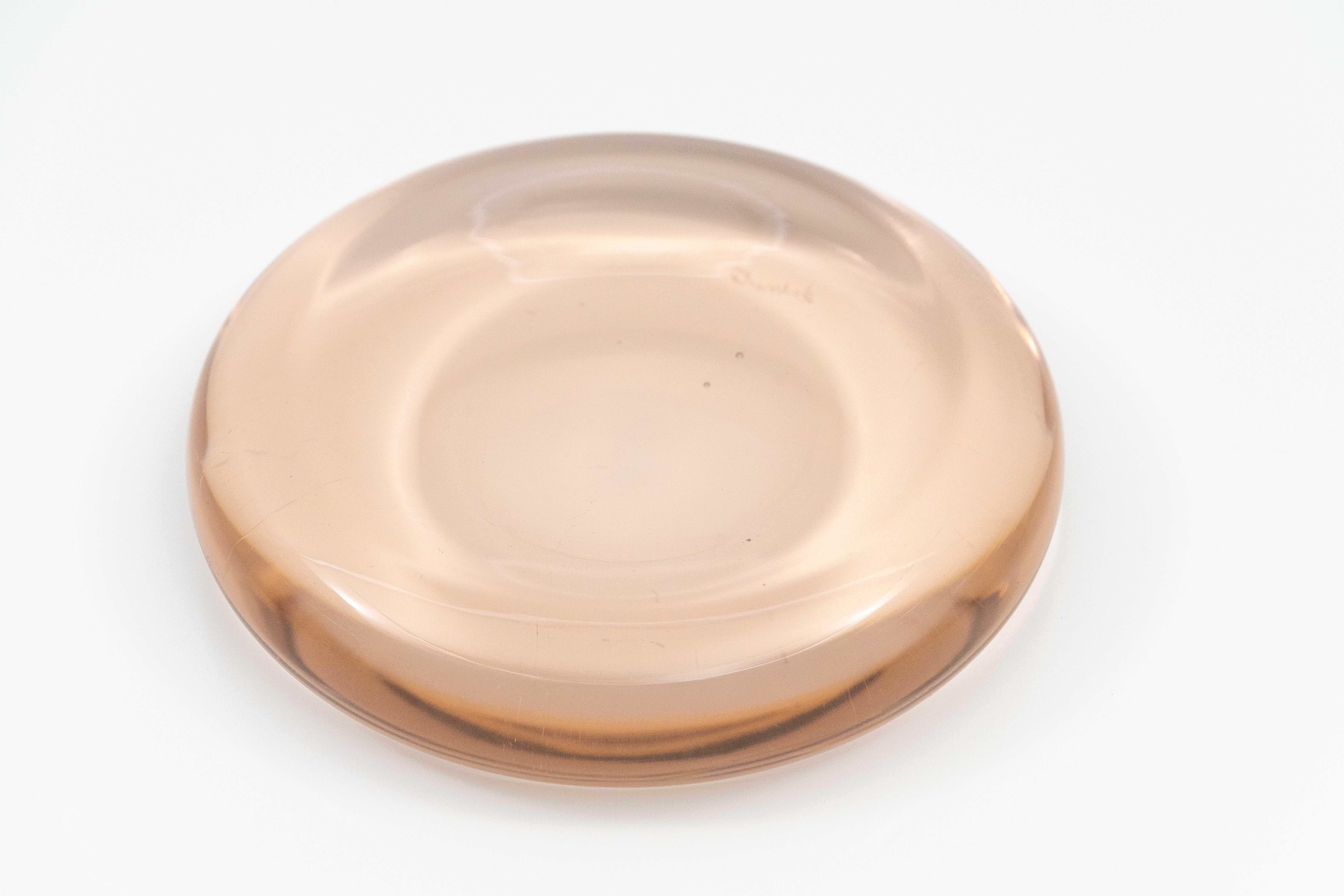 Late 20th Century Pale Pink Blown Murano Glass Dish by Charles Pfister for Salviati, circa 1985 For Sale