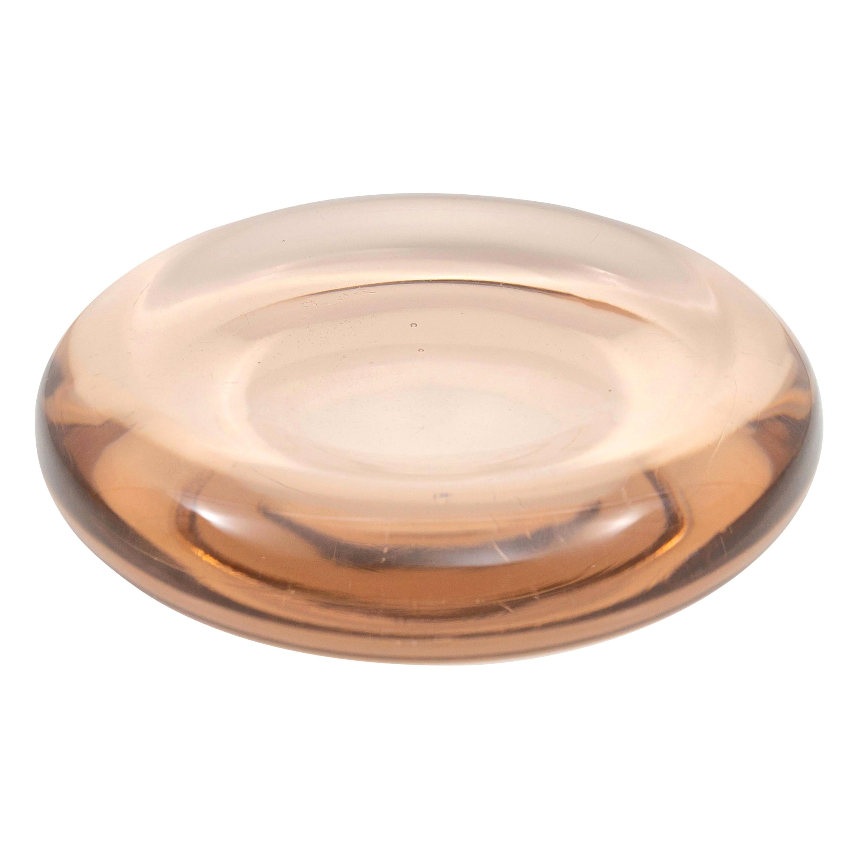 Pale Pink Blown Murano Glass Dish by Charles Pfister for Salviati, circa 1985 For Sale