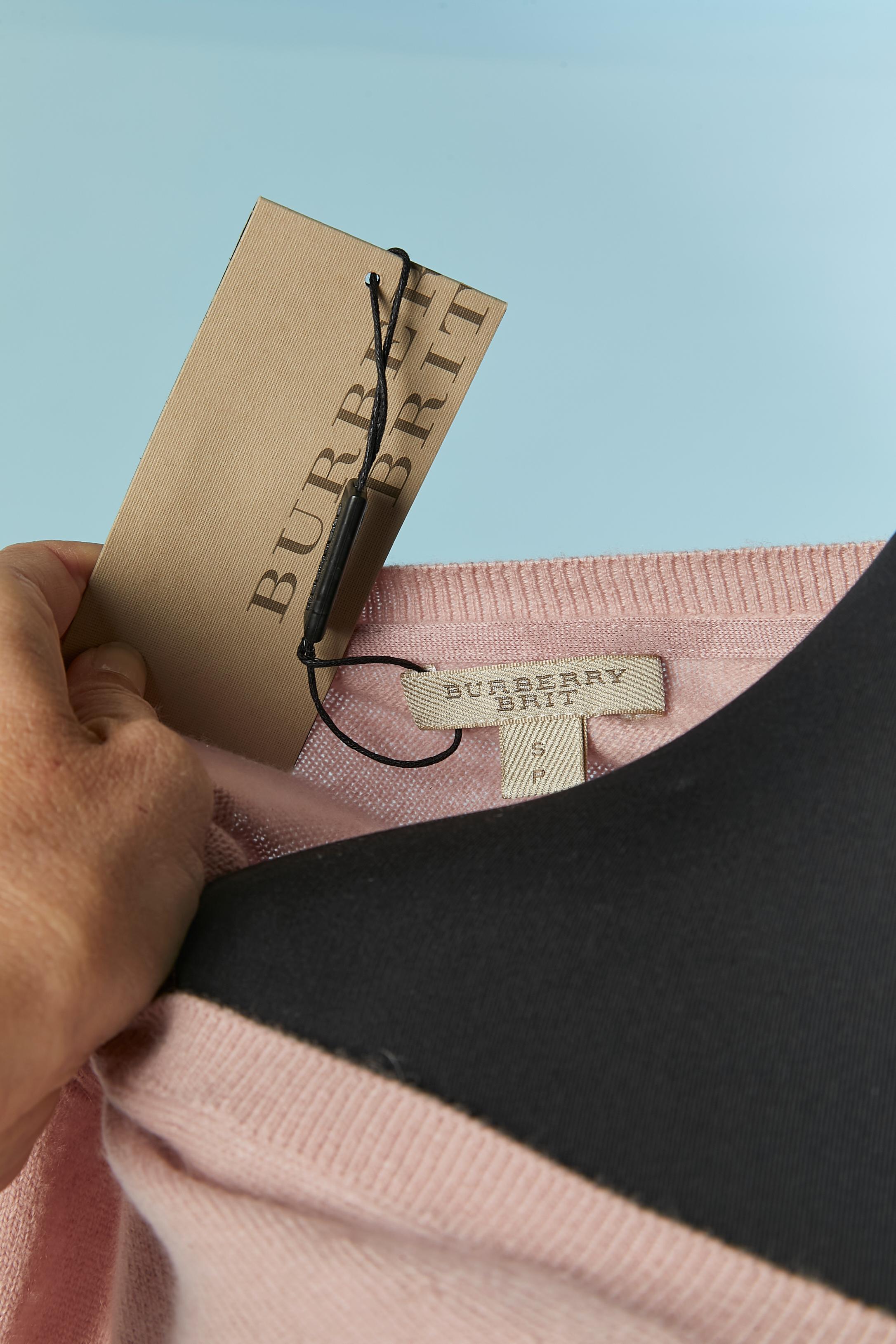 Pale pink cashmere sweater with V neck BURBERRY BRIT New For Sale 1