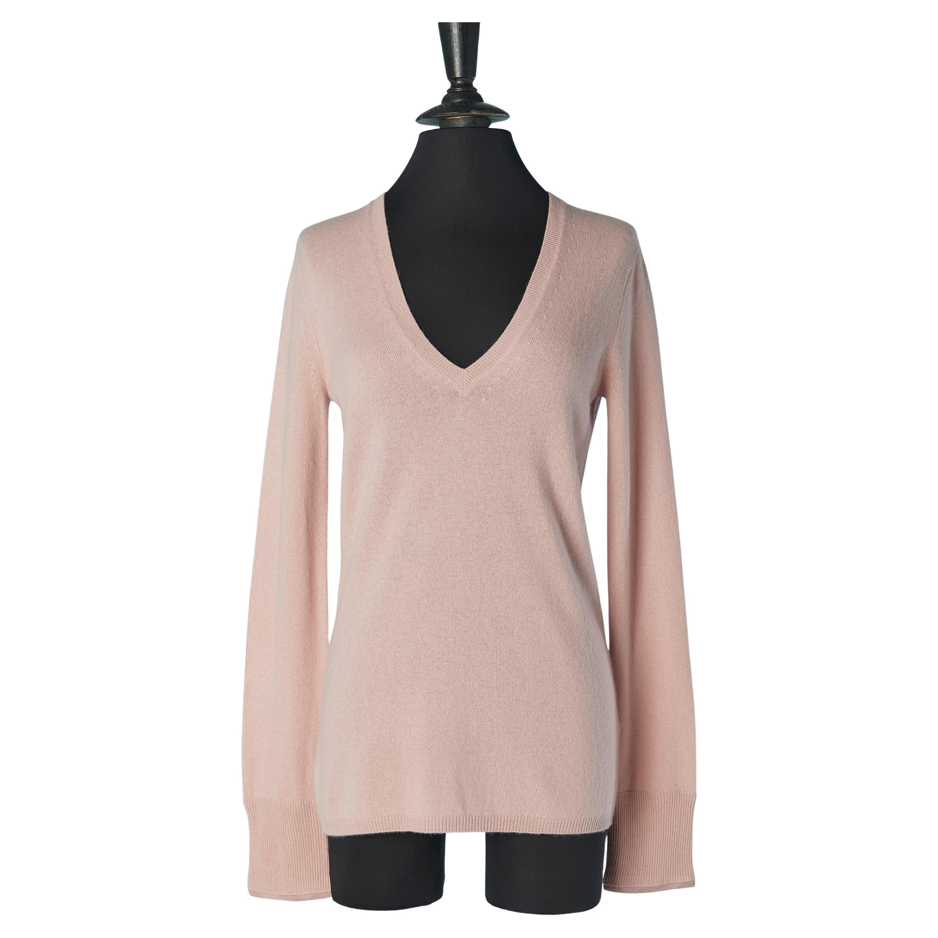 Pale pink cashmere sweater with V neck BURBERRY BRIT New For Sale