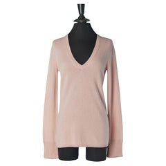 Maglione in cashmere rosa pallido con scollo a V Burberry Brit New